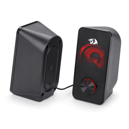 Redragon GS500 Stentor PC Gaming Speaker, 2.0 Channel Stereo Desktop Computer Speaker with Red Backlight, Quality Bass and Crystal Clear Sound, USB Powered with a 3.5mm Connector Redragon GS500 Stentor PC Gaming Speaker, 2.0 Channel Stereo Desktop Computer Speaker with Red Backlight, Quality Bass and Crystal Clear Sound, USB Powered with a 3.5mm Connector